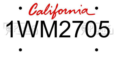 1WM2705 California License Plate