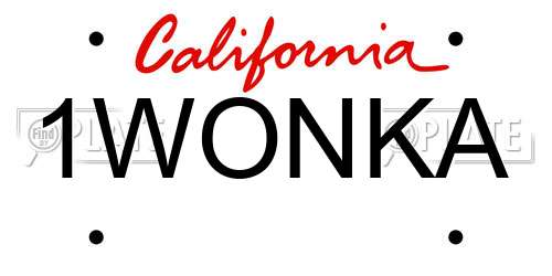 1WONKA California License Plate