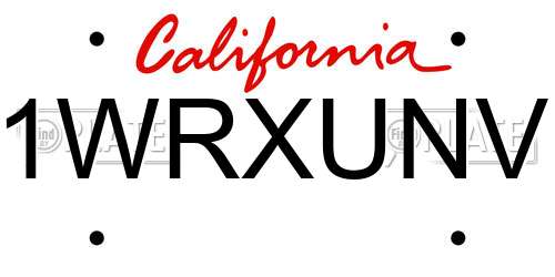 1WRXUNV California License Plate