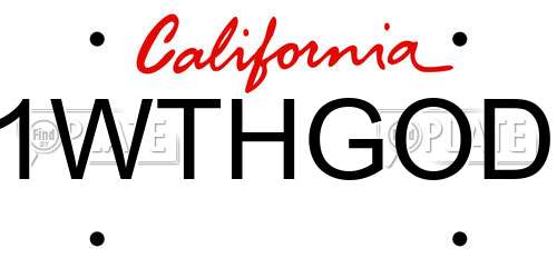 1WTHGOD California License Plate