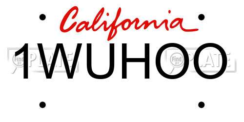 1WUHOO California License Plate