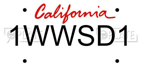 1WWSD1 California License Plate