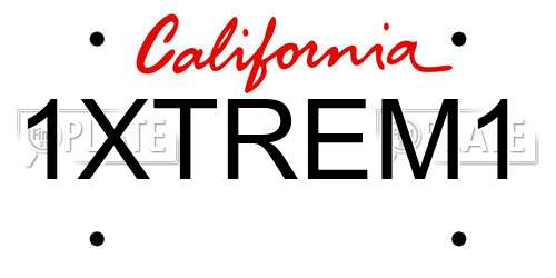 1XTREM1 California License Plate