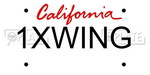1XWING California License Plate