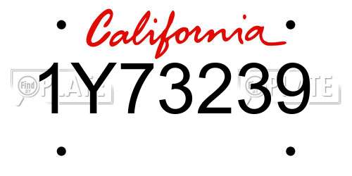 1Y73239 California License Plate