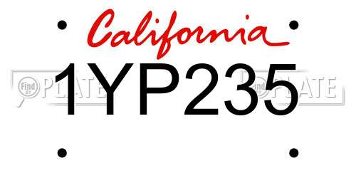 1YP235 California License Plate
