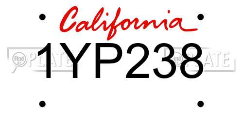1YP238 California License Plate