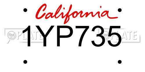 1YP735 California License Plate