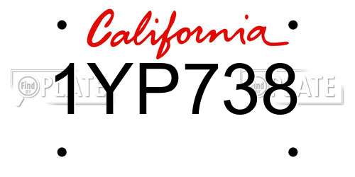 1YP738 California License Plate