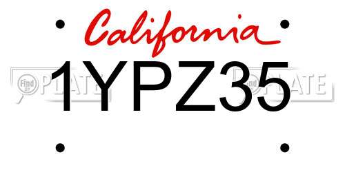1YPZ35 California License Plate