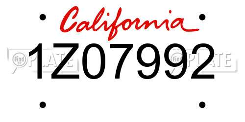 1Z07992 California License Plate