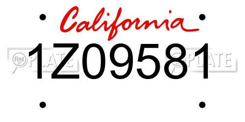 1Z09581 California License Plate