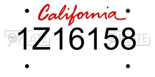 1Z16158 California License Plate