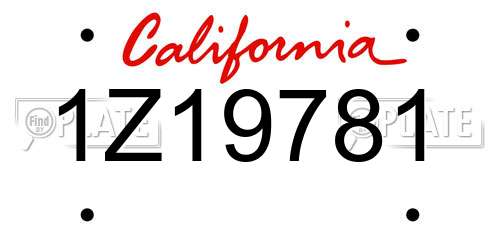 1Z19781 California License Plate