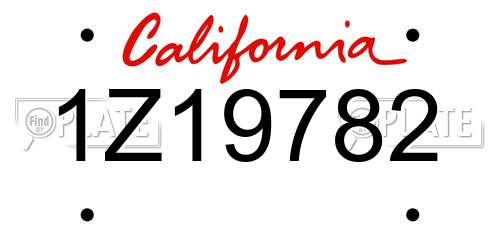 1Z19782 California License Plate