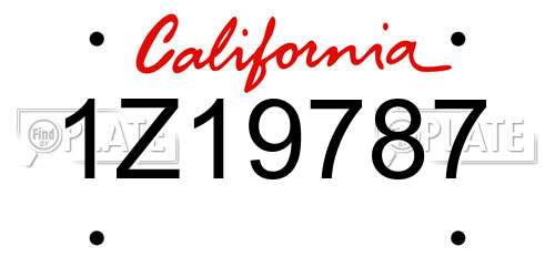 1Z19787 California License Plate