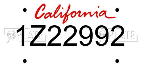 1Z22992 California License Plate