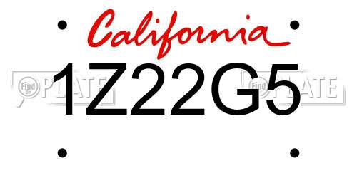 1Z22G5 California License Plate