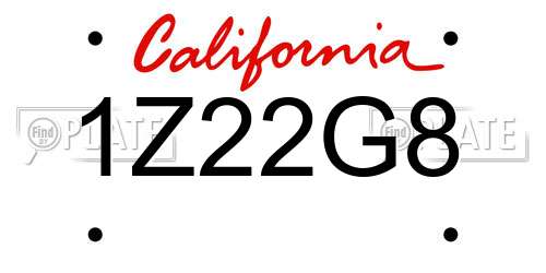 1Z22G8 California License Plate