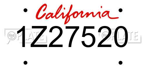 1Z27520 California License Plate