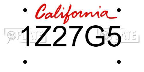 1Z27G5 California License Plate