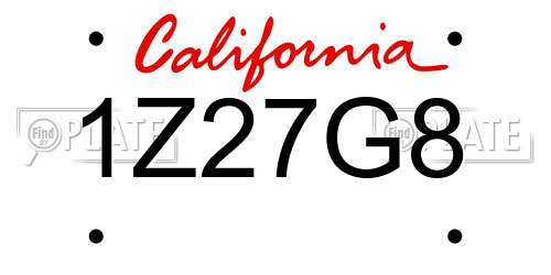 1Z27G8 California License Plate