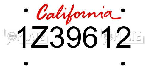 1Z39612 California License Plate