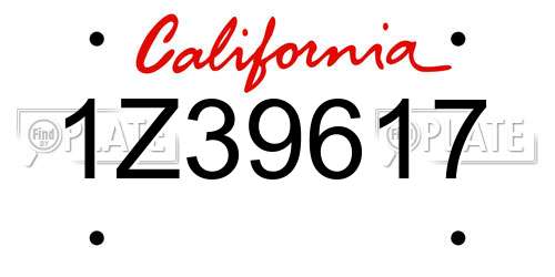 1Z39617 California License Plate