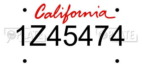 1Z45474 California License Plate