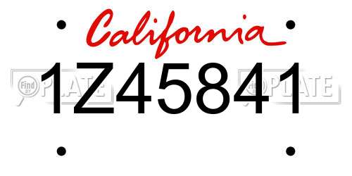 1Z45841 California License Plate