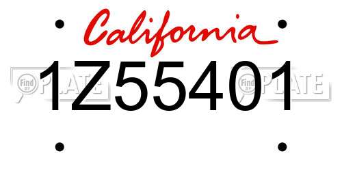 1Z55401 California License Plate