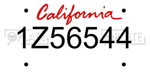 1Z56544 California License Plate