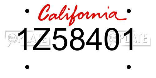 1Z58401 California License Plate