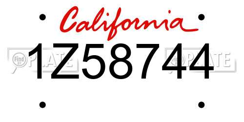 1Z58744 California License Plate