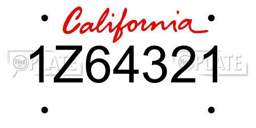 1Z64321 California License Plate