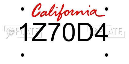 1Z70D4 California License Plate