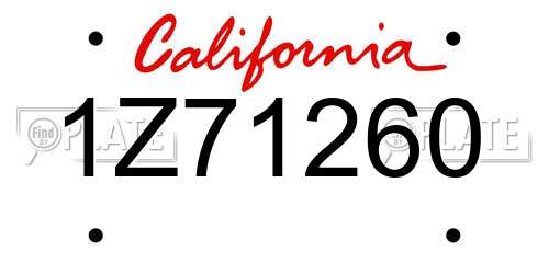1Z71260 California License Plate