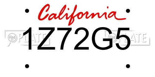 1Z72G5 California License Plate