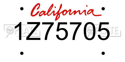 1Z75705 California License Plate