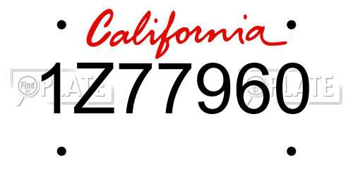 1Z77960 California License Plate