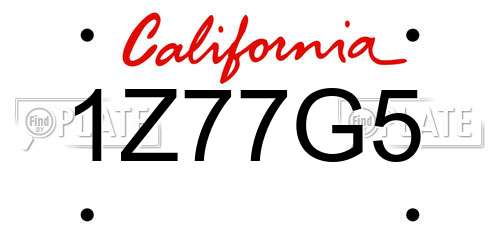 1Z77G5 California License Plate