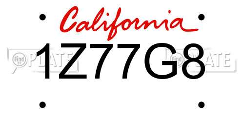 1Z77G8 California License Plate