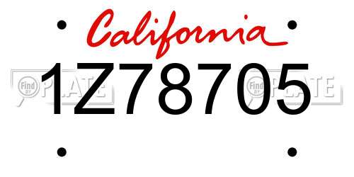 1Z78705 California License Plate