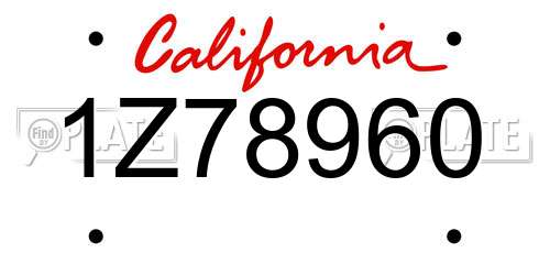 1Z78960 California License Plate