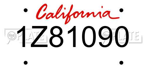 1Z81090 California License Plate