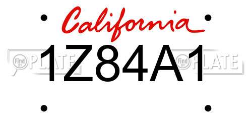 1Z84A1 California License Plate
