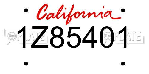 1Z85401 California License Plate