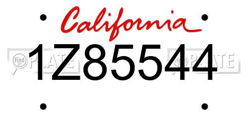 1Z85544 California License Plate