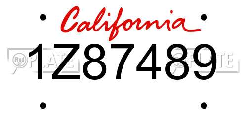 1Z87489 California License Plate