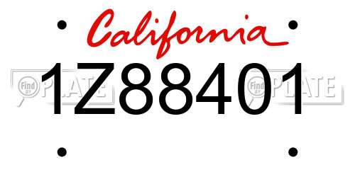 1Z88401 California License Plate